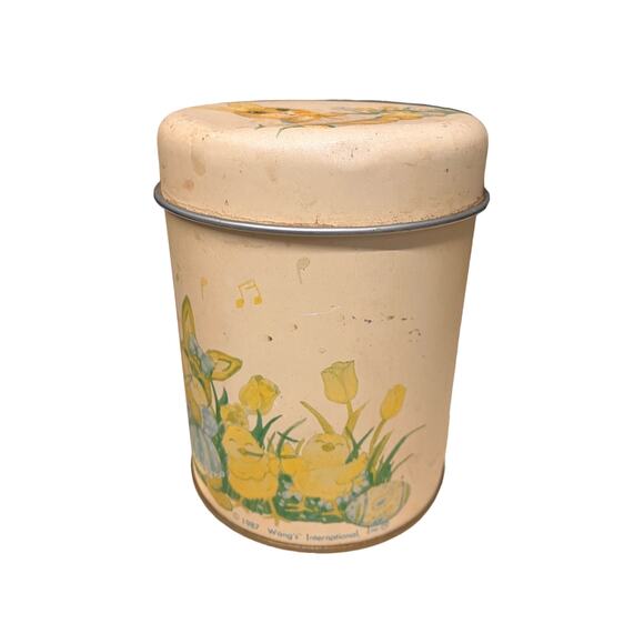 Wang's International 1987 Candy Tin, Bunnies, Ducks, Easter, Yellow Grannycore - Picture 2 of 11